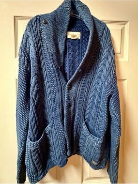 Denim & Supply Ralph Lauren Navy Cable Knit Shawl Cardigan